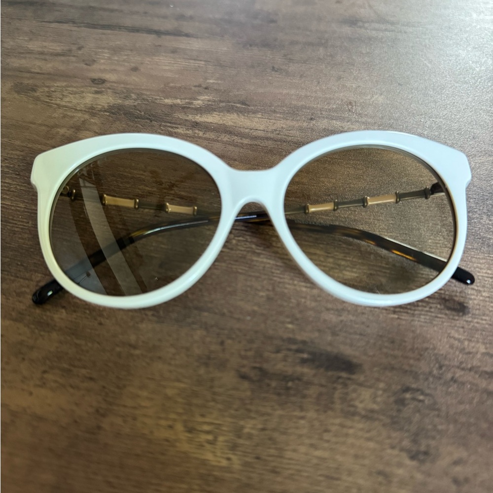 Gucci White Sunglasses with Brown Lenses